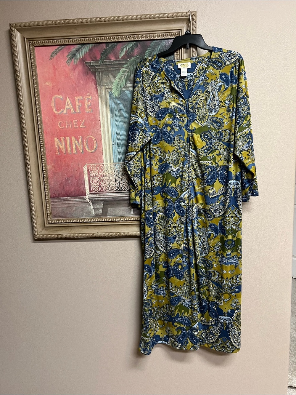 Collections Etc. Zipper Front Paisley Maxi House Dress/Robe